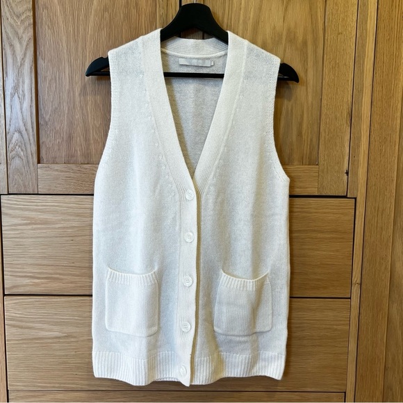 One Grey Day Sweaters - One Grey Day Cashmere V Neck Cardigan Vest Ivory Size Small Minimalist Chic